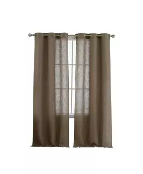 Набор полупрозрачных оконных занавесок с текстурированной люверсом из льняной смеси, 37 x 84 дюйма CAROMIO, коричневый