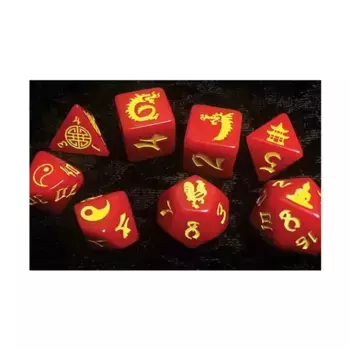Набор Poly — двойной дракон — красный с желтым (8), Dice (Black Oak)