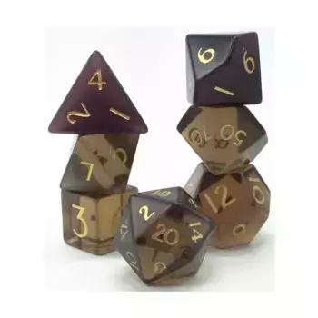 Набор Poly — дымчатый кварц с золотом (7), Semi Precious Stone Dice (Level Up Dice)