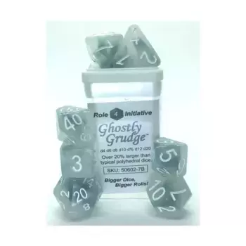Набор Poly — Ghostly Grudge с белым (7), Game Dice - Jade (Role 4 Initiative)