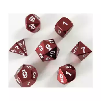 Набор Poly — красный с белым (7), Metal Dice (16mm) (YuSun Metal Craft)
