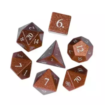 Набор Poly — красный золотой камень с серебром, Dice Sets - Gemstone (Foam Brain Games)