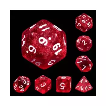 Набор Poly — кроличий глаз с белым (7), Dice Sets - Resin/Acrylic - Red, Orange, Yellow, & Pink (Foam Brain Games)