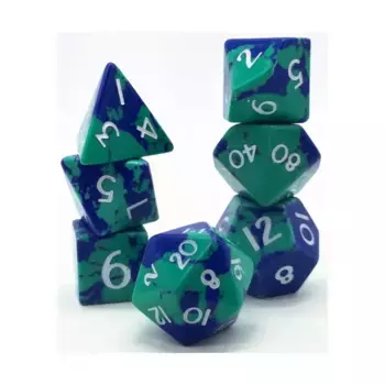 Набор Poly — лазурит Феникс с белым (7), Semi Precious Stone Dice (Level Up Dice)