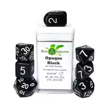 Набор Poly — непрозрачный черный с белым и Arch'd4 (7), Game Dice - Opaque (Role 4 Initiative)