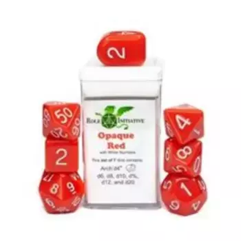 Набор Poly — непрозрачный красный с белым и Arch'd4 (7), Game Dice - Opaque (Role 4 Initiative)