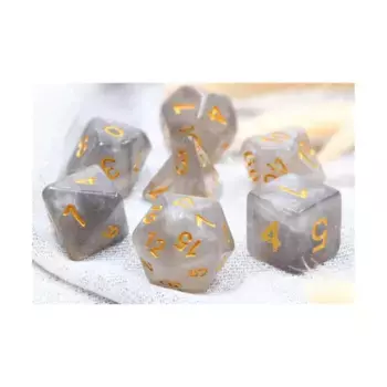 Набор Poly — оникс с золотом (7), Dice Sets - Resin/Acrylic - Black, Grey, White, & Metallics (Foam Brain Games)