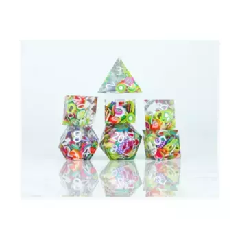 Набор Poly — острые фрукты с серебром (7), RPG Dice Sets