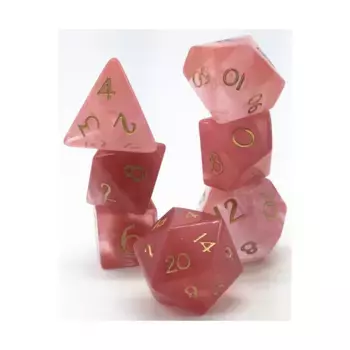 Набор Poly Set — арбузный турмалин с золотом (7), Semi Precious Stone Dice (Level Up Dice)
