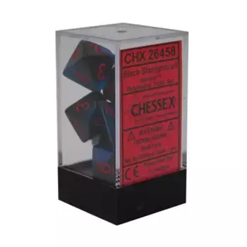 Набор Poly Set Black & Starlight с красным (7), Dice - Gemini - Poly Sets (Chessex)
