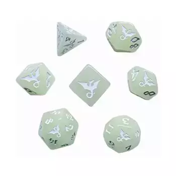 Набор Poly Set Glow in the Dark — Луна с белым (7), Dragon Dice (Black Oak)