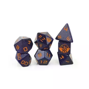 Набор Poly Set — логотип Starfinder, синий песчаник (7), Semi Precious Stone Dice (Level Up Dice)