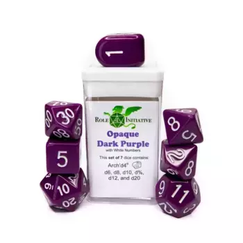 Набор Poly Set — непрозрачный темно-фиолетовый с белым и Arch'd4 (7), Game Dice - Opaque (Role 4 Initiative)