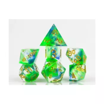 Набор Poly - Sharp Кипр с золотом (7), RPG Dice Sets