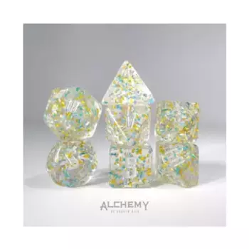 Набор Poly — синие и золотые фрагменты с серебром (7), Poly Sets - Alchemy Dice Sets