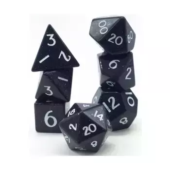 Набор Poly — синий песчаник с белым (7), Semi Precious Stone Dice (Level Up Dice)