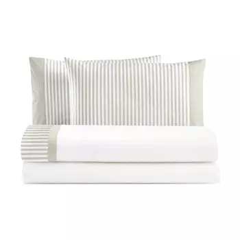 Набор постельного белья с простынью с полосатыми краями, окрашенными в пряже - Tif Lisola, двуспальный