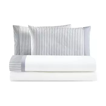 Набор постельного белья с простынью с полосатыми краями, окрашенными в пряже - Tif Lisola, полуторный