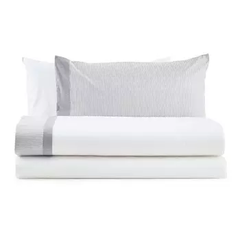 Набор постельного белья с простынью с полосатыми краями, окрашенными в пряже - Tif Lisola, односпальный