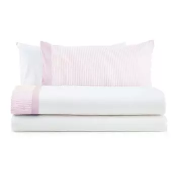 Набор постельного белья с простынью с полосатыми краями, окрашенными в пряже - Tif Lisola, двуспальный