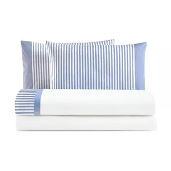 Набор постельного белья с простынью с полосатыми краями, окрашенными в пряже - Tif Lisola, двуспальный