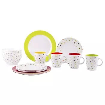 Набор посуды 16 предметов - 'HIGH LINE RAINBOW FLOWERS' - ударопрочный меламин - на 4 персоны Gimex