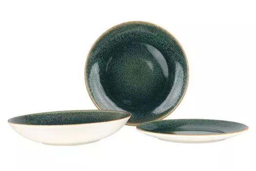 Набор посуды Бонна (большой) - Руда Мар - 18 предметов - 6 персон - фарфор Bonna, зеленый