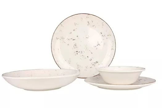 Набор посуды Bonna - Зерно - 24 предмета - 6 персон - фарфор, белый