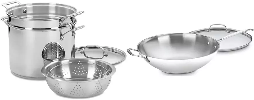 Набор посуды Cuisinart, 12 литров, 4 предмета и 14-дюймовая сковорода, нержавеющая сталь