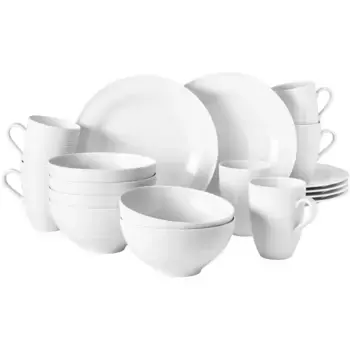 Набор посуды для завтрака Seltmann Weiden "Набор посуды, 18 предметов, Beat", (набор, 18 предметов, 6 тарелок для завтрака, 6 мисок, 6 кружек с ручками 0,35 л), с рельефом, производство Германия, белый