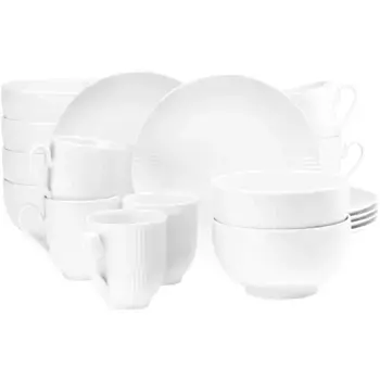 Набор посуды для завтрака Seltmann Weiden "Набор столовой посуды, 18 предметов, Amina", (набор, 18 предметов, 6 чашек с ручками, 6 тарелок для завтрака, 6 тарелок для хлопьев), производство Германия, белый