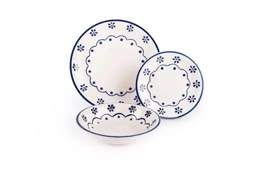 Набор посуды Excelsa 18 предм. Old Cottage керамика синий и белый