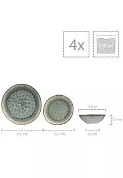 Набор посуды из керамогранита Capri Grey Snger, tafelservice 12-teilig