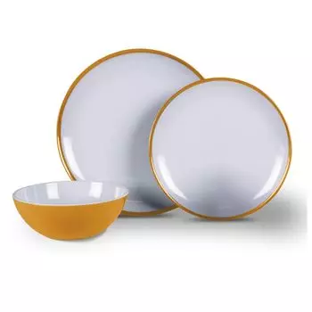 Набор посуды из меламина, 12 предметов, для пикника в кемпинге, белый и желтый Kampa