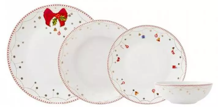 Набор посуды новогодний nordic joy (24 предмета) Karaca, белый