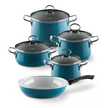Набор посуды Riess Nouvelle Aquamarine из 5 предметов, эмаль особо прочная, зеленый