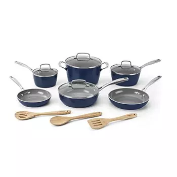 Набор посуды с антипригарным покрытием Cuisinart Chef Ceramica XT, синий / зеленый