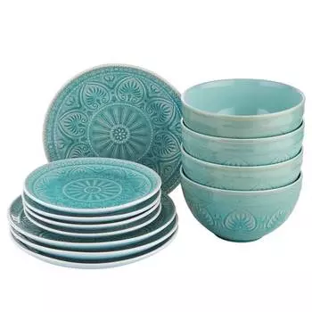 Набор посуды суматра (12 предметов) Butlers, бирюзовый