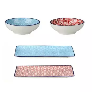 Набор посуды Vancasso для суши, японский обеденный сервиз макарон из фарфора, набор посуды из 6 предметов на 2 персоны, синий