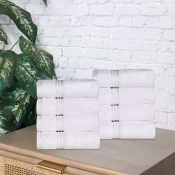 Набор превосходных теплых и впитывающих хлопковых полотенец для рук в ассортименте из 8 предметов Superior, цвет White