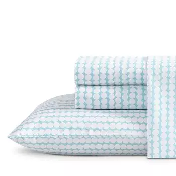 Набор простыней из хлопкового перкаля Marimekko Pikku Rasymatto пастельно-синего цвета, King, синий