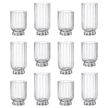 Набор прозрачной стеклянной посуды Florian, 12 предметов — смешанные стеклянные бокалы для коктейля, джина и чашки для воды, виски — от Bormioli Rocco