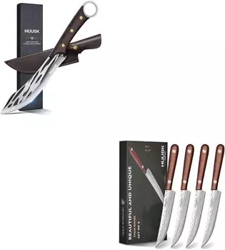 Набор японских ножей для стейка Huusk из 4 комплектов с ножом для резки мяса, 7,5-дюймовый кованый нож для мяса ручной работы с подарочной коробкой