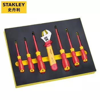 Набор разводных ключей STANLEY, 7 предметов, изолированная отвертка VDE, набор держателей инструментов STMT77891-23