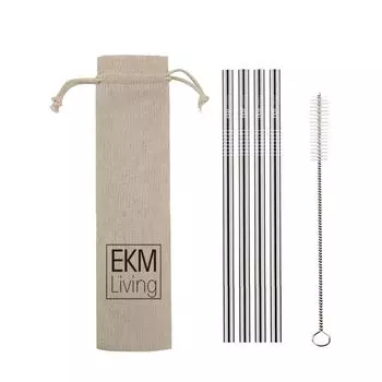 Набор Riedel Value, 6 x 2 бокала OUVERTURE CHAMPAGNE, 6408/48 и 4 соломинки EKM Living из нержавеющей стали