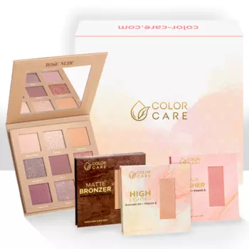 Набор rose nude: палитра теней для век Color Care Glowup, 8 гр