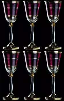 Набор роскошных ликерных бокалов Casa Padrino в стиле барокко из 6 бордово-красных / золотых 5,5 x В. 17 см - ликерные бокалы ручной работы - аксессуары для отелей и ресторанов - качество класса люкс