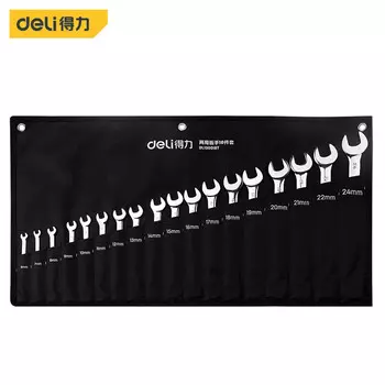 Набор рожковых ключей двойного назначения Deli, 18 предметов, 6–24 мм, DL130018T