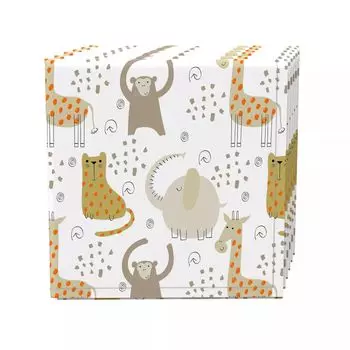 Набор салфеток, 100% полиэстер, набор из 4 шт., 18x18 дюймов, рисунок животных джунглей