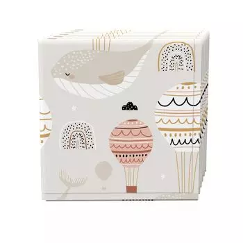 Набор салфеток, 100 % полиэстер, набор из 4 штук, 18x18 дюймов, «Спящие киты и воздушные шары»